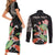 Personalized Japanese Koi Fish Couples Matching Short Sleeve Bodycon Dress and Long Sleeve Button Shirt with Polynesian Pattern LT9 - Wonder Print Shop