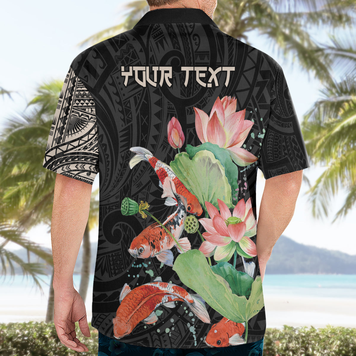 Personalized Japanese Koi Fish Hawaiian Shirt with Polynesian Pattern - Wonder Print Shop