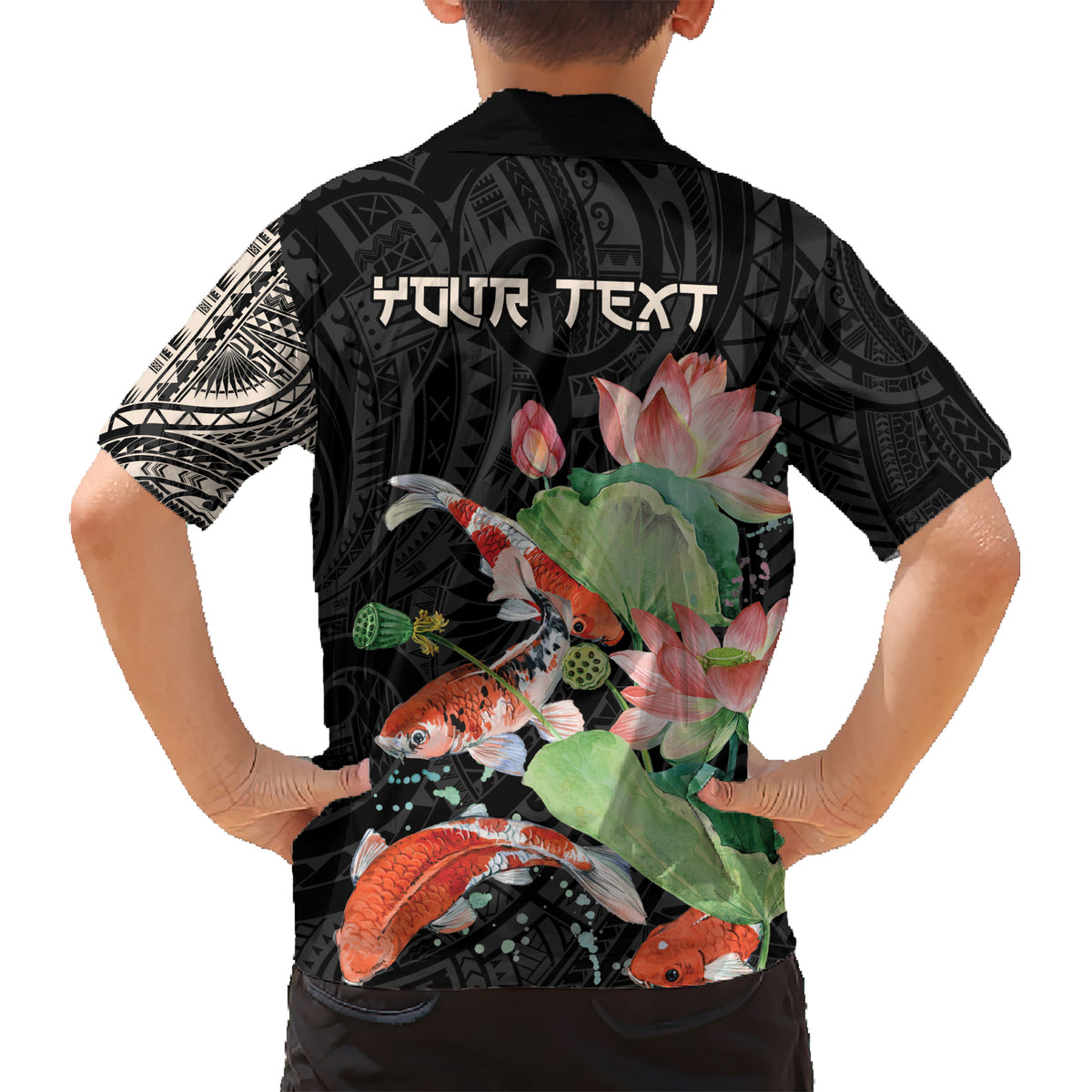 Personalized Japanese Koi Fish Hawaiian Shirt with Polynesian Pattern - Wonder Print Shop