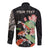 Personalized Japanese Koi Fish Long Sleeve Button Shirt with Polynesian Pattern - Wonder Print Shop