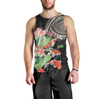 Personalized Japanese Koi Fish Men Tank Top with Polynesian Pattern - Wonder Print Shop