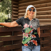 Personalized Japanese Koi Fish Women Polo Shirt with Polynesian Pattern - Wonder Print Shop