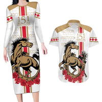 Personalized Kentucky Horse Race 151st Anniversary Couples Matching Long Sleeve Bodycon Dress and Hawaiian Shirt Race For The Roses Since 1875 LT9