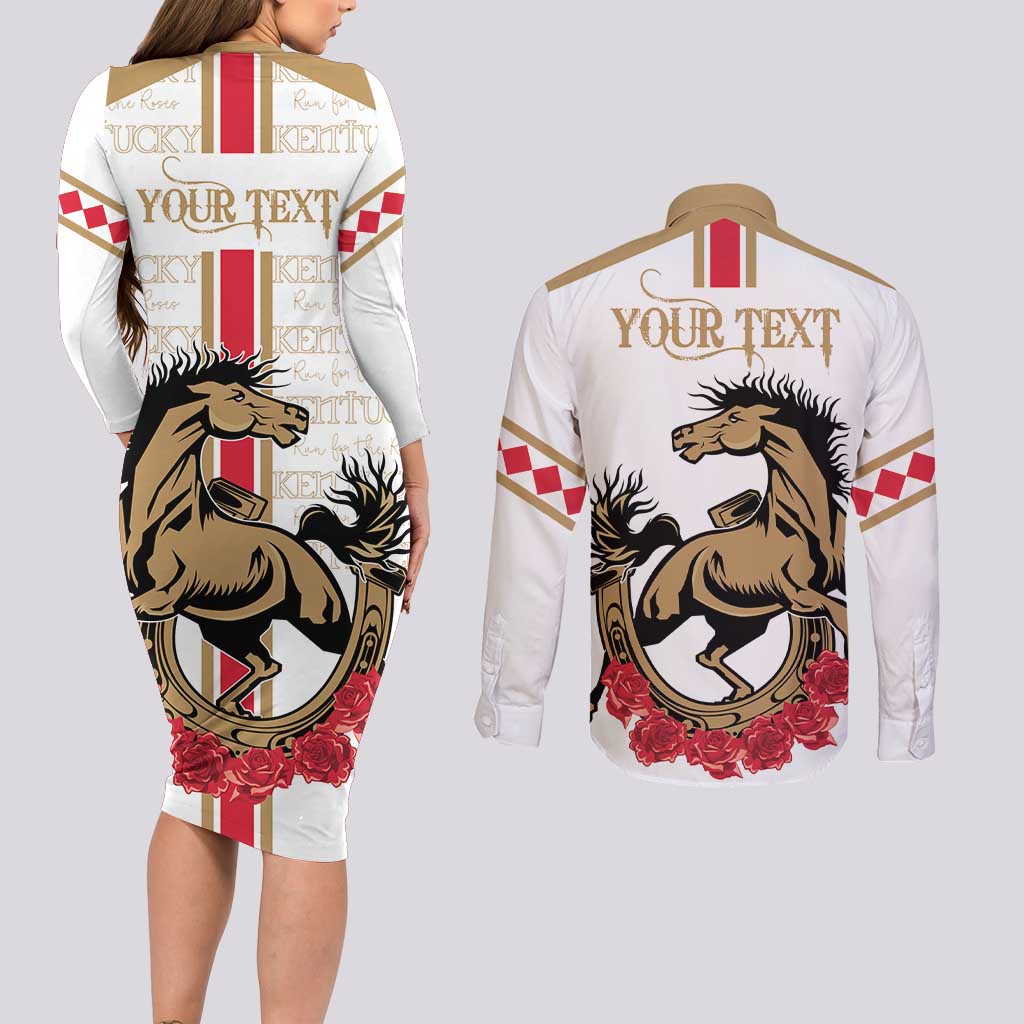 Personalized Kentucky Horse Race 151st Anniversary Couples Matching Long Sleeve Bodycon Dress and Long Sleeve Button Shirt Race For The Roses Since 1875 LT9