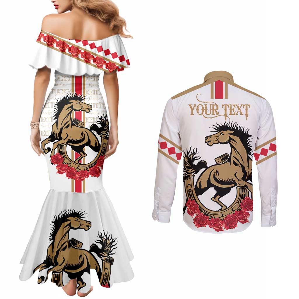 Personalized Kentucky Horse Race 151st Anniversary Couples Matching Mermaid Dress and Long Sleeve Button Shirt Race For The Roses Since 1875 LT9