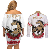 Personalized Kentucky Horse Race 151st Anniversary Couples Matching Off Shoulder Short Dress and Long Sleeve Button Shirt Race For The Roses Since 1875 LT9