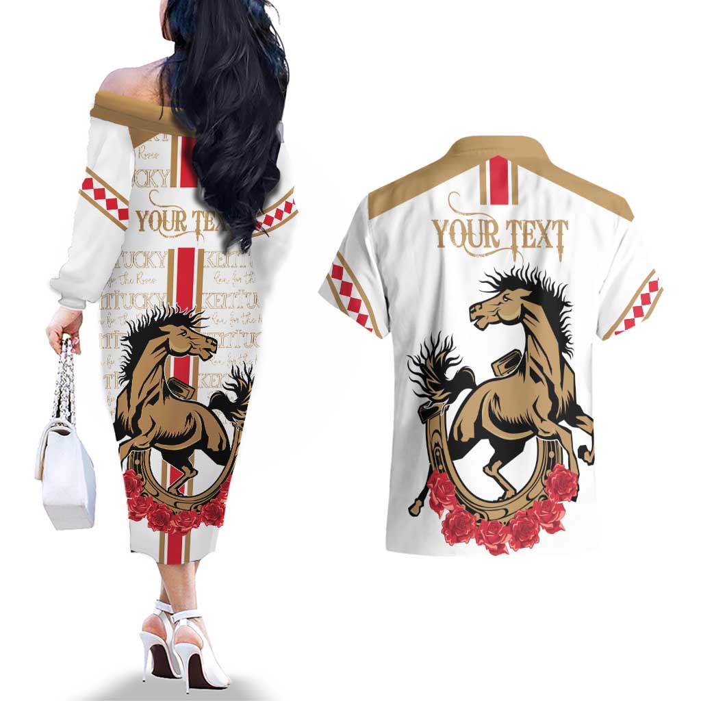 Personalized Kentucky Horse Race 151st Anniversary Couples Matching Off The Shoulder Long Sleeve Dress and Hawaiian Shirt Race For The Roses Since 1875 LT9