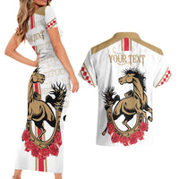 Personalized Kentucky Horse Race 151st Anniversary Couples Matching Short Sleeve Bodycon Dress and Hawaiian Shirt Race For The Roses Since 1875 LT9
