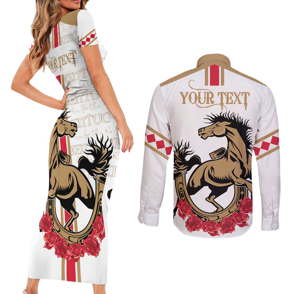 Personalized Kentucky Horse Race 151st Anniversary Couples Matching Short Sleeve Bodycon Dress and Long Sleeve Button Shirt Race For The Roses Since 1875 LT9