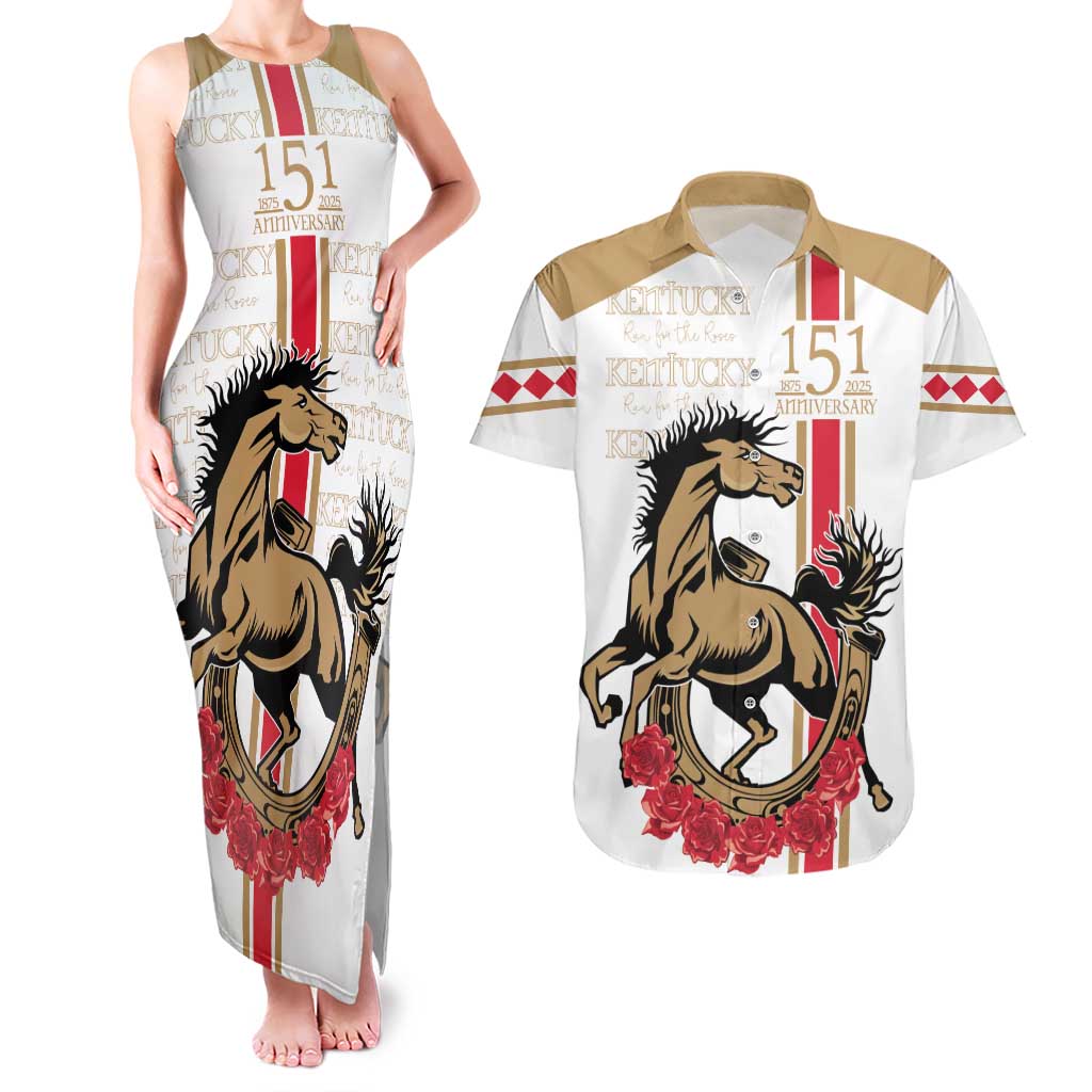 Personalized Kentucky Horse Race 151st Anniversary Couples Matching Tank Maxi Dress and Hawaiian Shirt Race For The Roses Since 1875 LT9