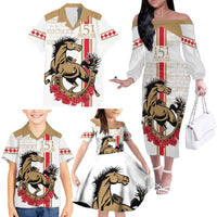 Personalized Kentucky Horse Race 151st Anniversary Family Matching Off The Shoulder Long Sleeve Dress and Hawaiian Shirt Race For The Roses Since 1875 LT9