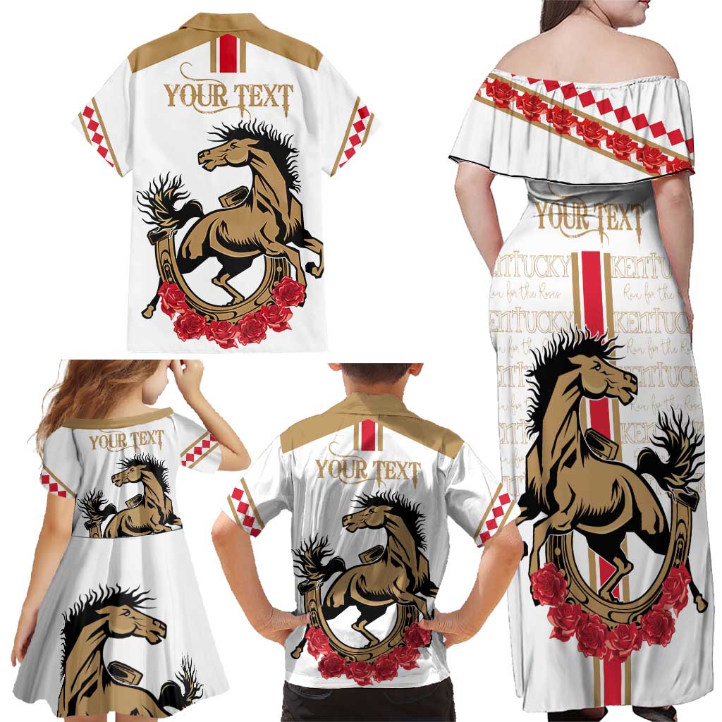 Personalized Kentucky Horse Race 151st Anniversary Family Matching Off Shoulder Maxi Dress and Hawaiian Shirt Race For The Roses Since 1875 LT9