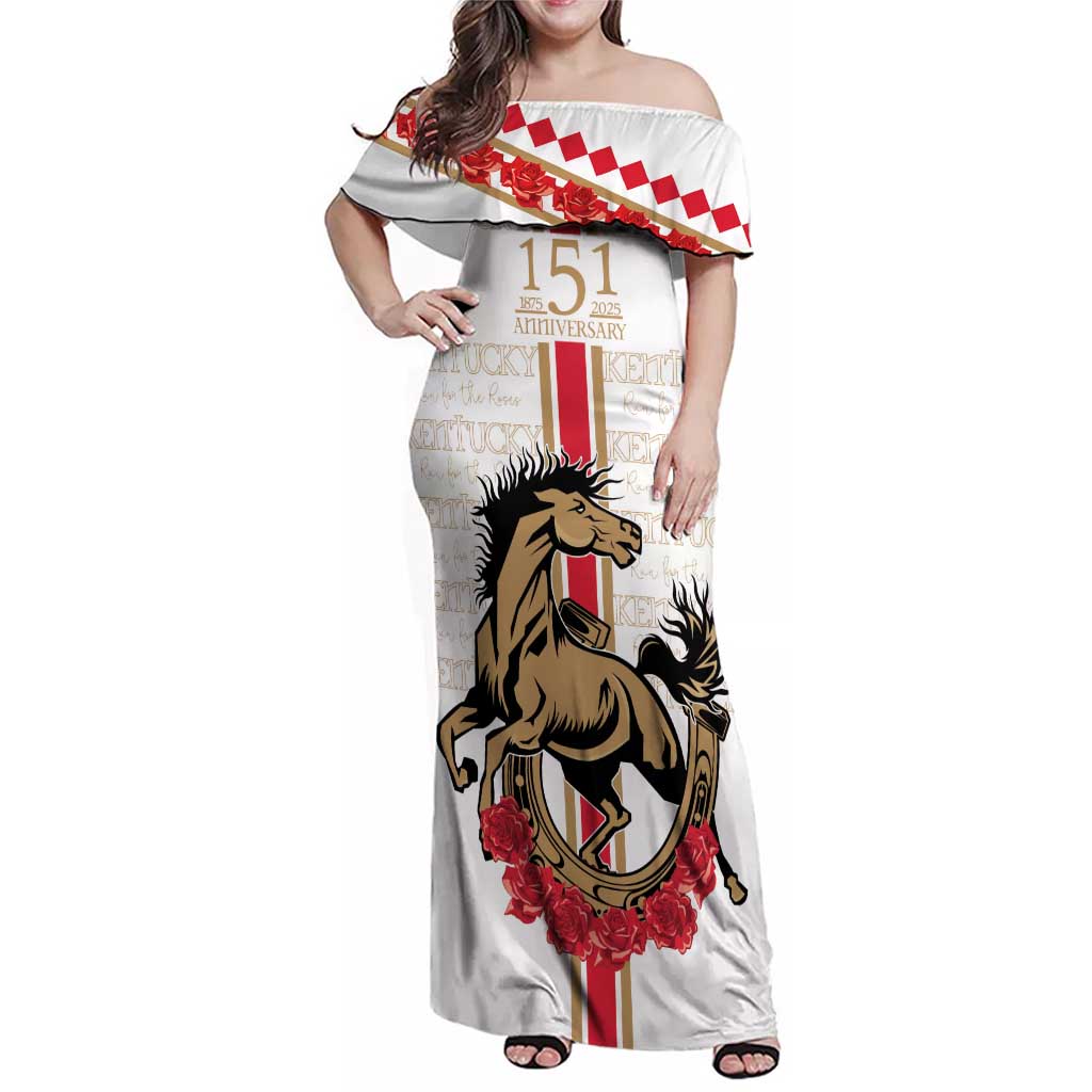 Personalized Kentucky Horse Race 151st Anniversary Family Matching Off Shoulder Maxi Dress and Hawaiian Shirt Race For The Roses Since 1875 LT9