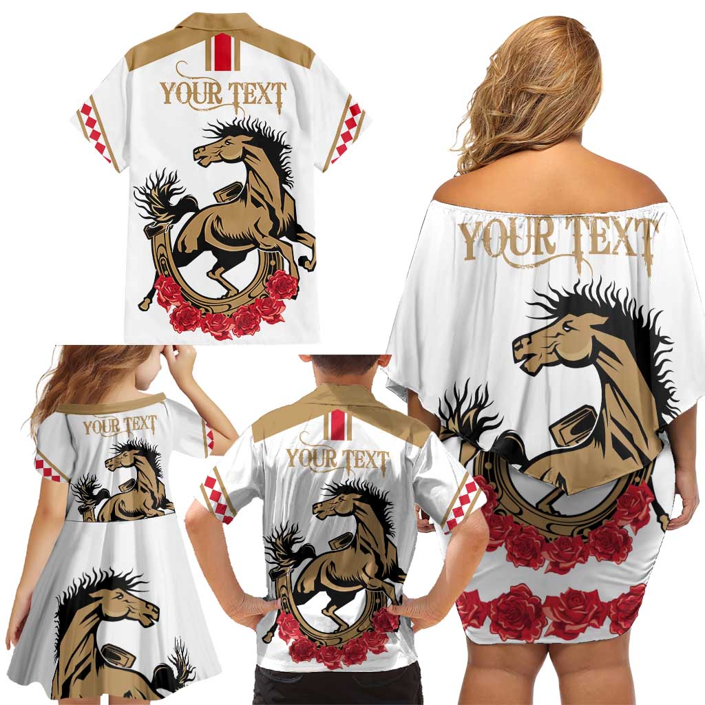 Personalized Kentucky Horse Race 151st Anniversary Family Matching Off Shoulder Short Dress and Hawaiian Shirt Race For The Roses Since 1875 LT9