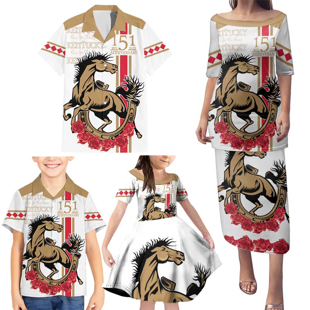 Personalized Kentucky Horse Race 151st Anniversary Family Matching Puletasi and Hawaiian Shirt Race For The Roses Since 1875 LT9