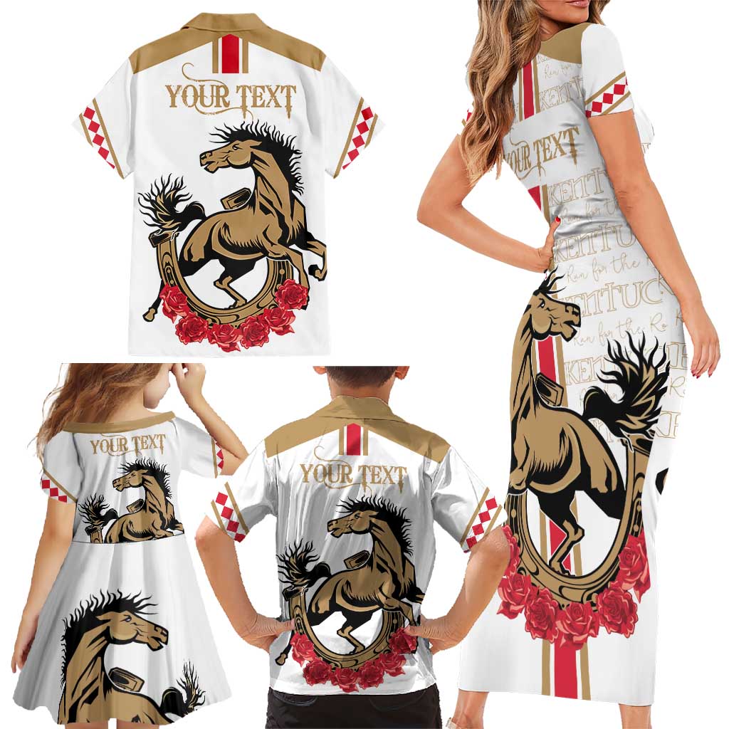Personalized Kentucky Horse Race 151st Anniversary Family Matching Short Sleeve Bodycon Dress and Hawaiian Shirt Race For The Roses Since 1875 LT9