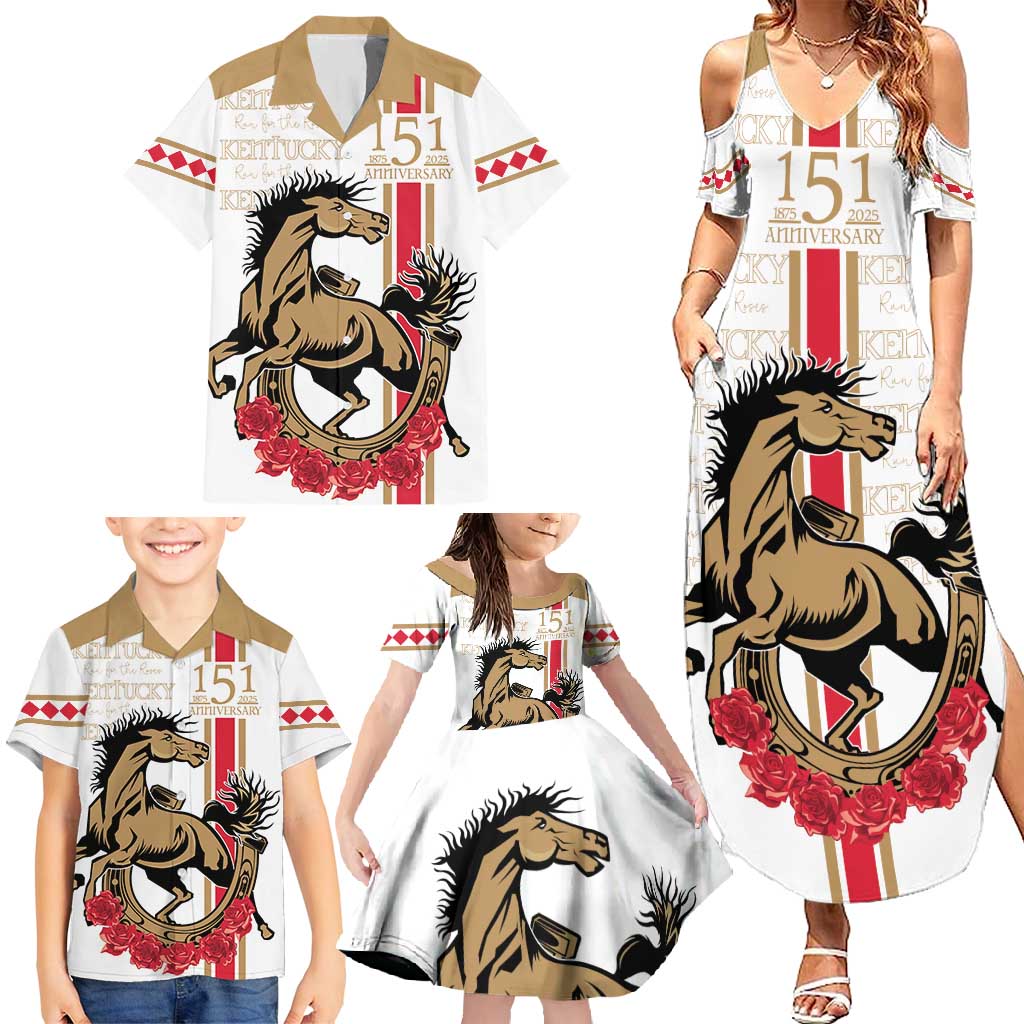 Personalized Kentucky Horse Race 151st Anniversary Family Matching Summer Maxi Dress and Hawaiian Shirt Race For The Roses Since 1875 LT9