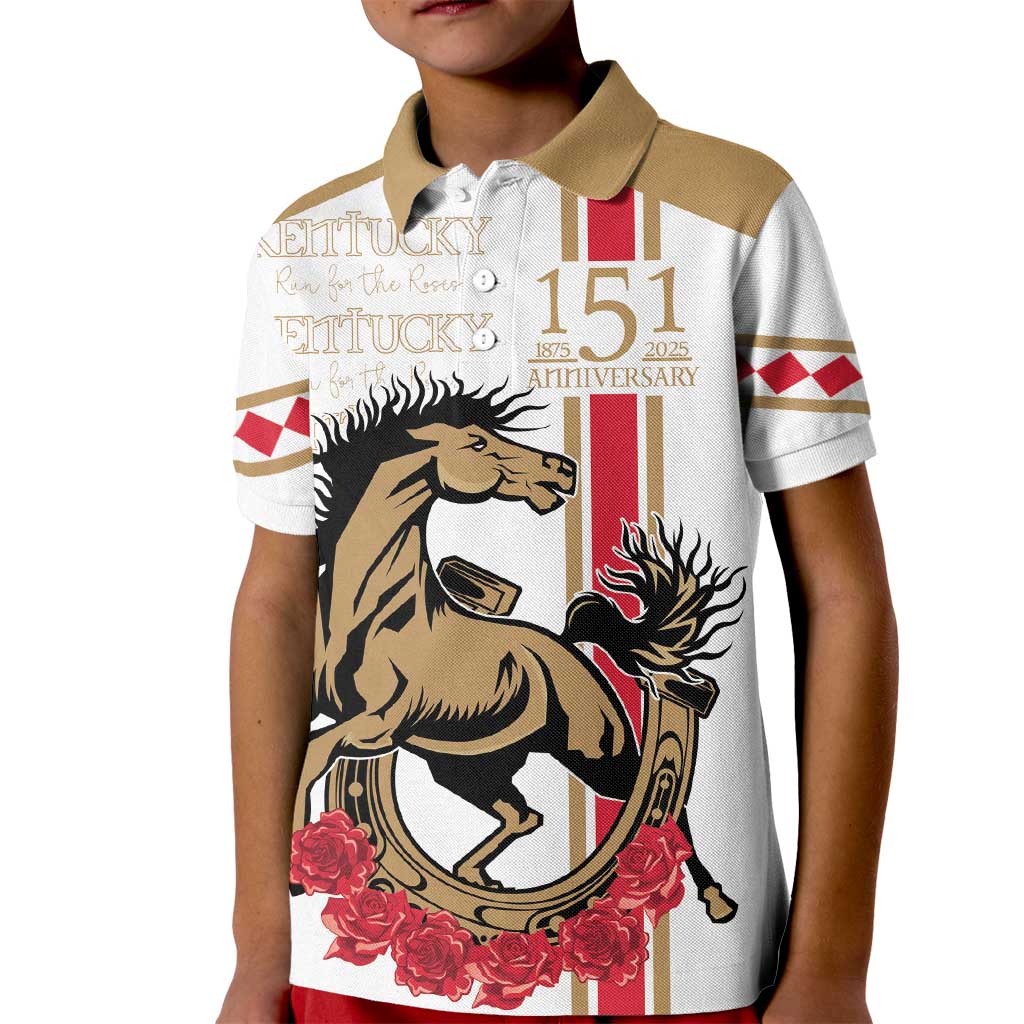 Personalized Kentucky Horse Race 151st Anniversary Kid Polo Shirt Race For The Roses Since 1875 LT9