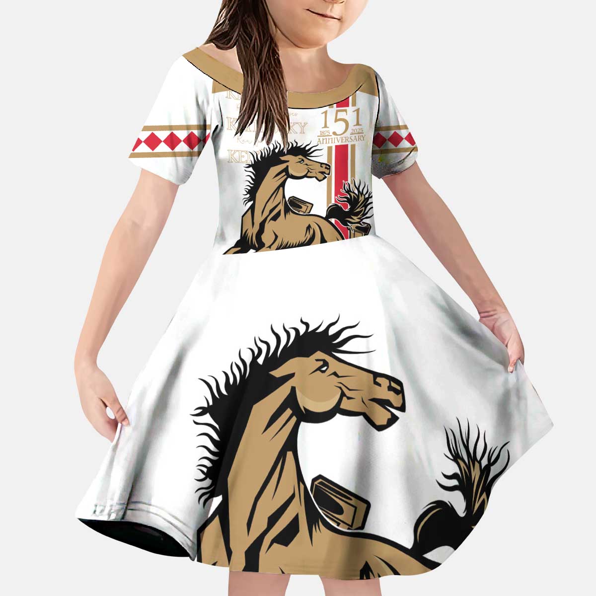Personalized Kentucky Horse Race 151st Anniversary Kid Short Sleeve Dress Race For The Roses Since 1875 LT9