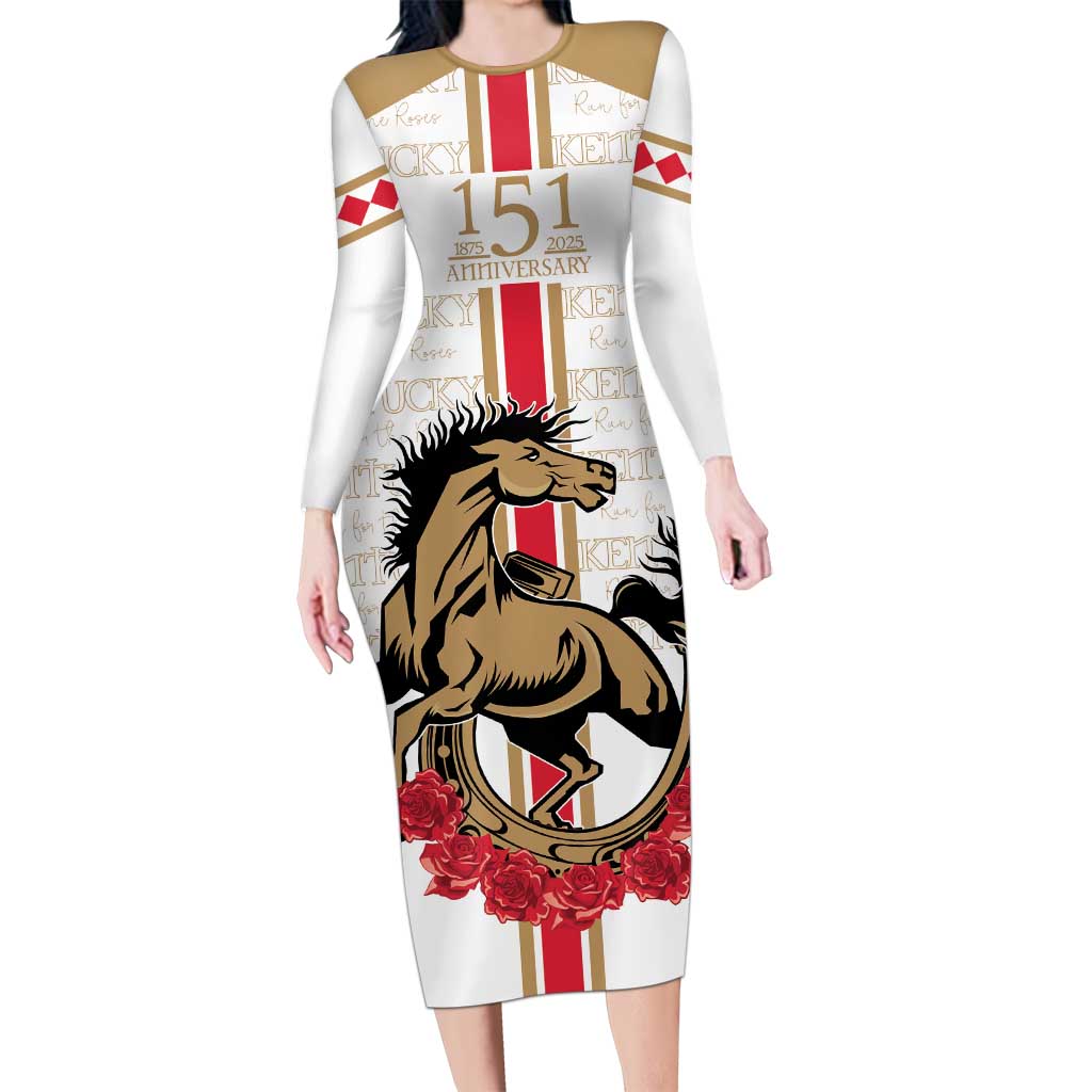 Personalized Kentucky Horse Race 151st Anniversary Long Sleeve Bodycon Dress Race For The Roses Since 1875 LT9
