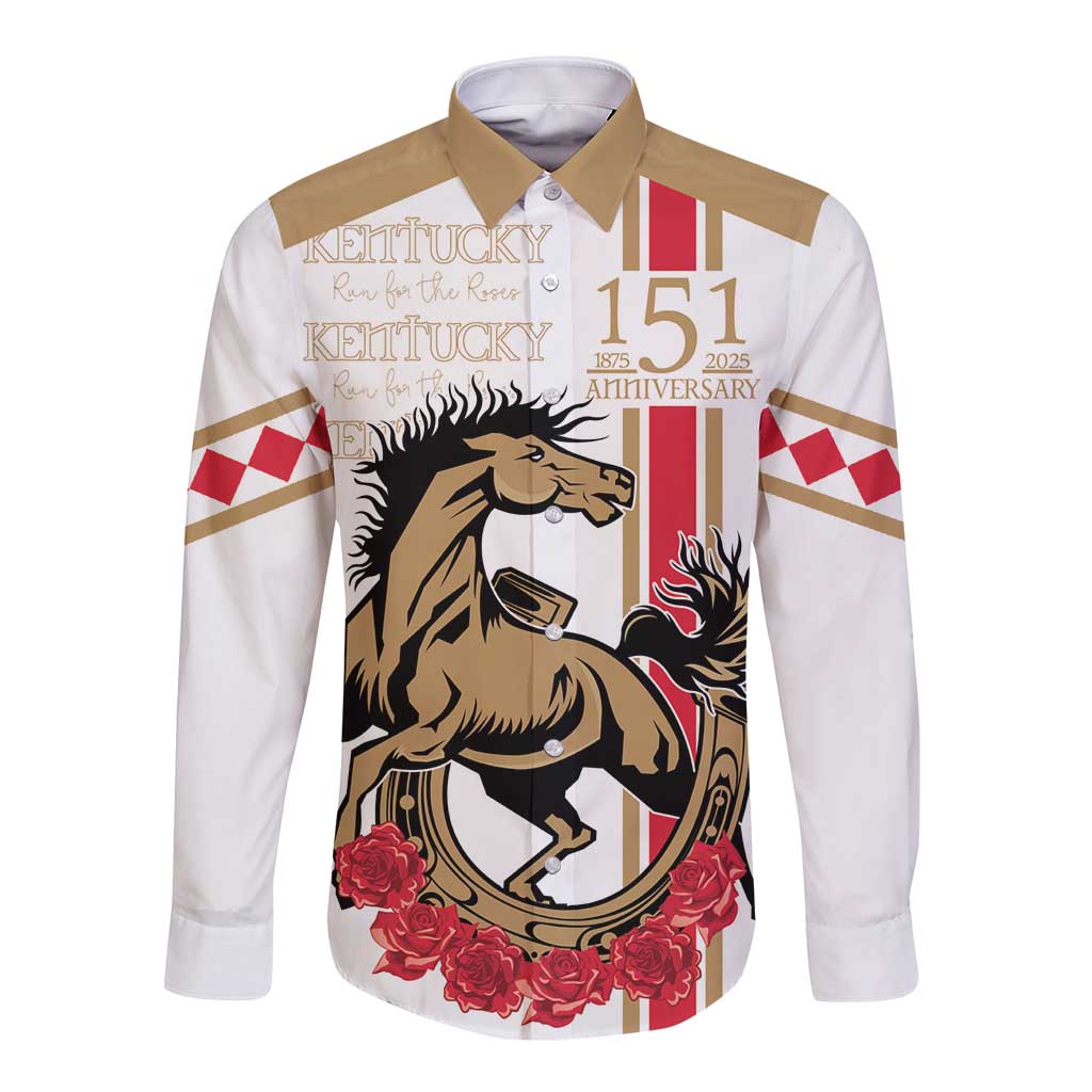 Personalized Kentucky Horse Race 151st Anniversary Long Sleeve Button Shirt Race For The Roses Since 1875 LT9