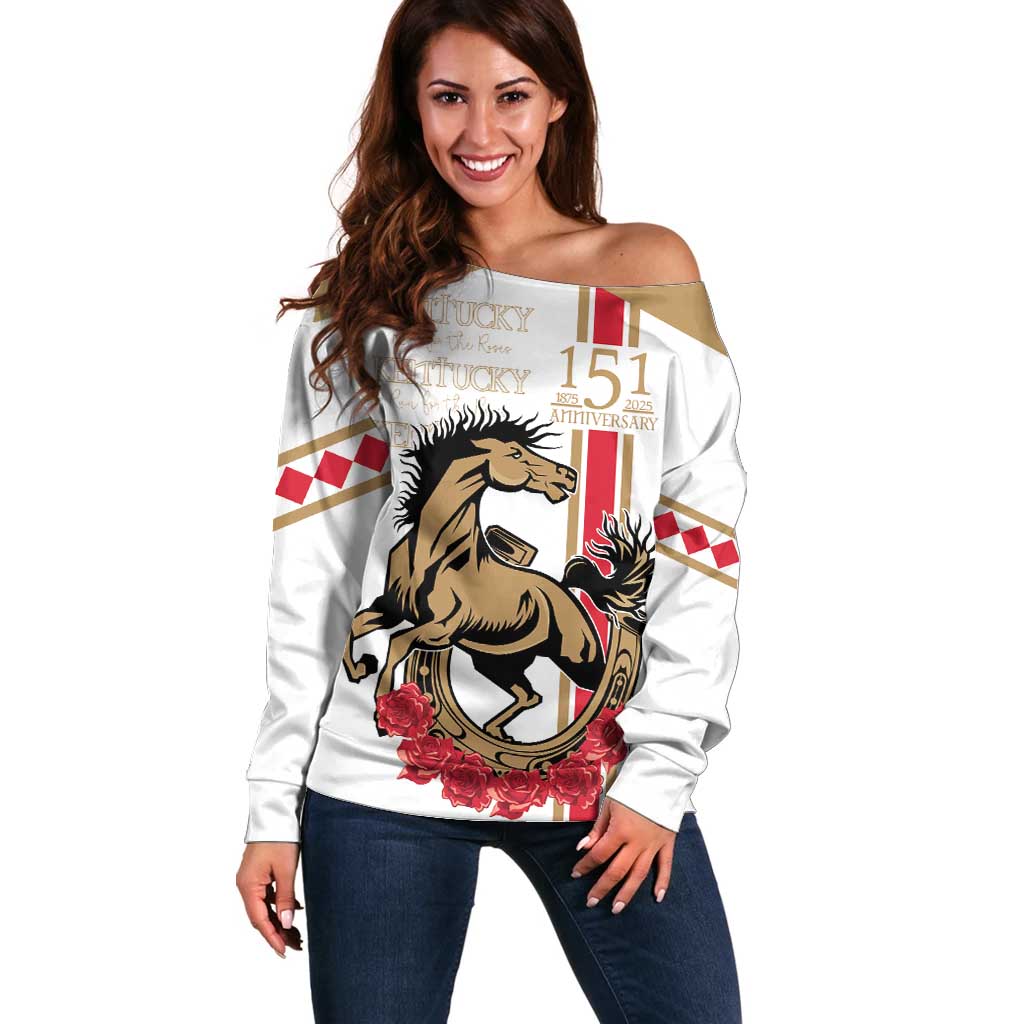 Personalized Kentucky Horse Race 151st Anniversary Off Shoulder Sweater Race For The Roses Since 1875 LT9