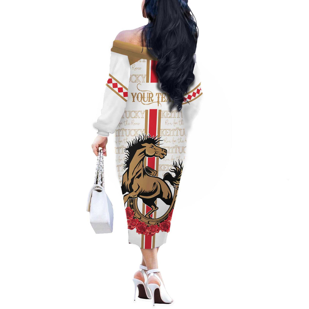 Personalized Kentucky Horse Race 151st Anniversary Off The Shoulder Long Sleeve Dress Race For The Roses Since 1875 LT9