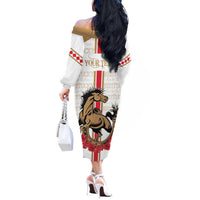 Personalized Kentucky Horse Race 151st Anniversary Off The Shoulder Long Sleeve Dress Race For The Roses Since 1875 LT9