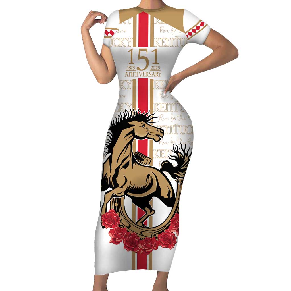 Personalized Kentucky Horse Race 151st Anniversary Short Sleeve Bodycon Dress Race For The Roses Since 1875 LT9