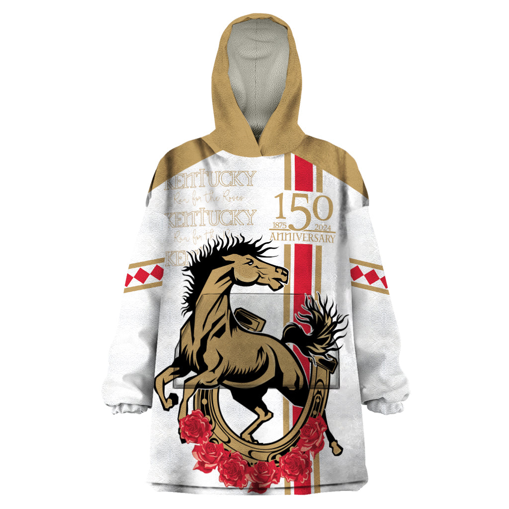 Personalized Kentucky Horse Race 150th Anniversary Wearable Blanket Hoodie Race For The Roses Since 1875