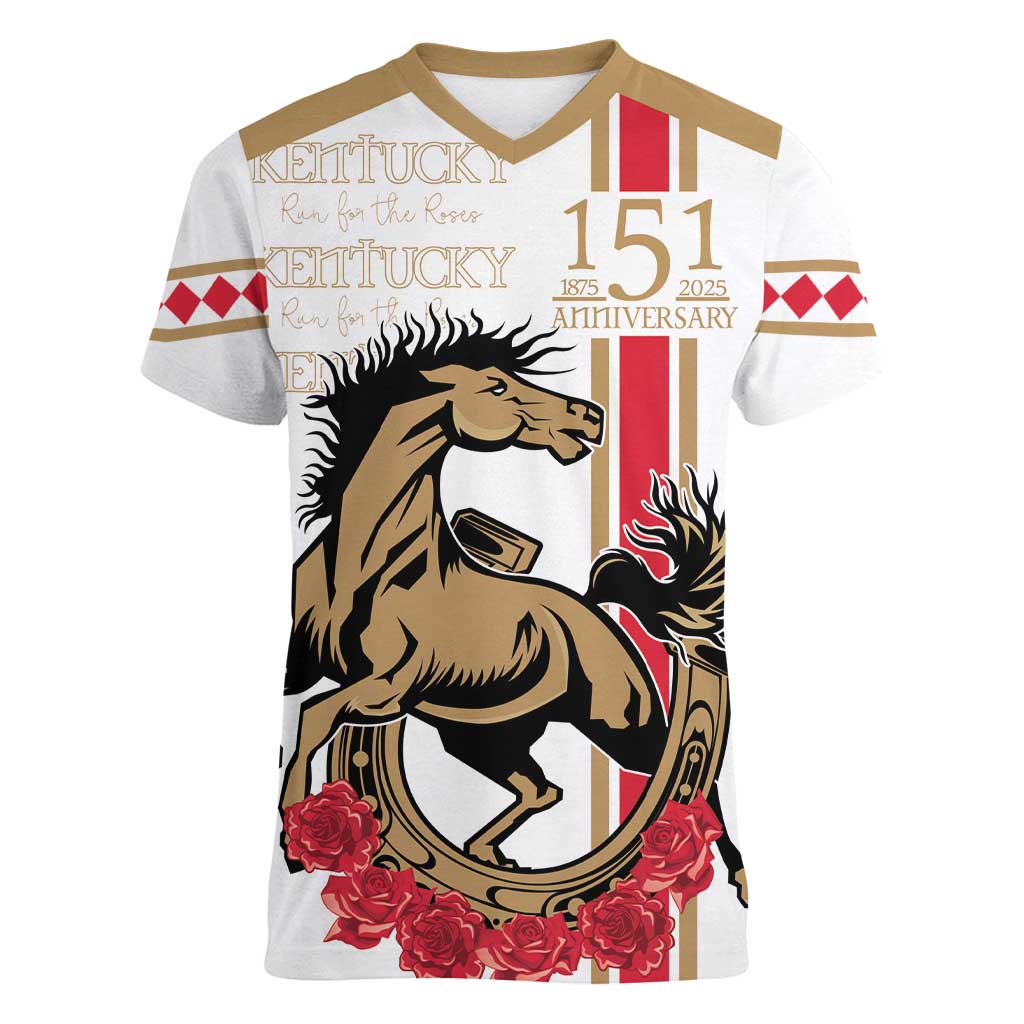 Personalized Kentucky Horse Race 151st Anniversary Women V-Neck T-Shirt Race For The Roses Since 1875 LT9