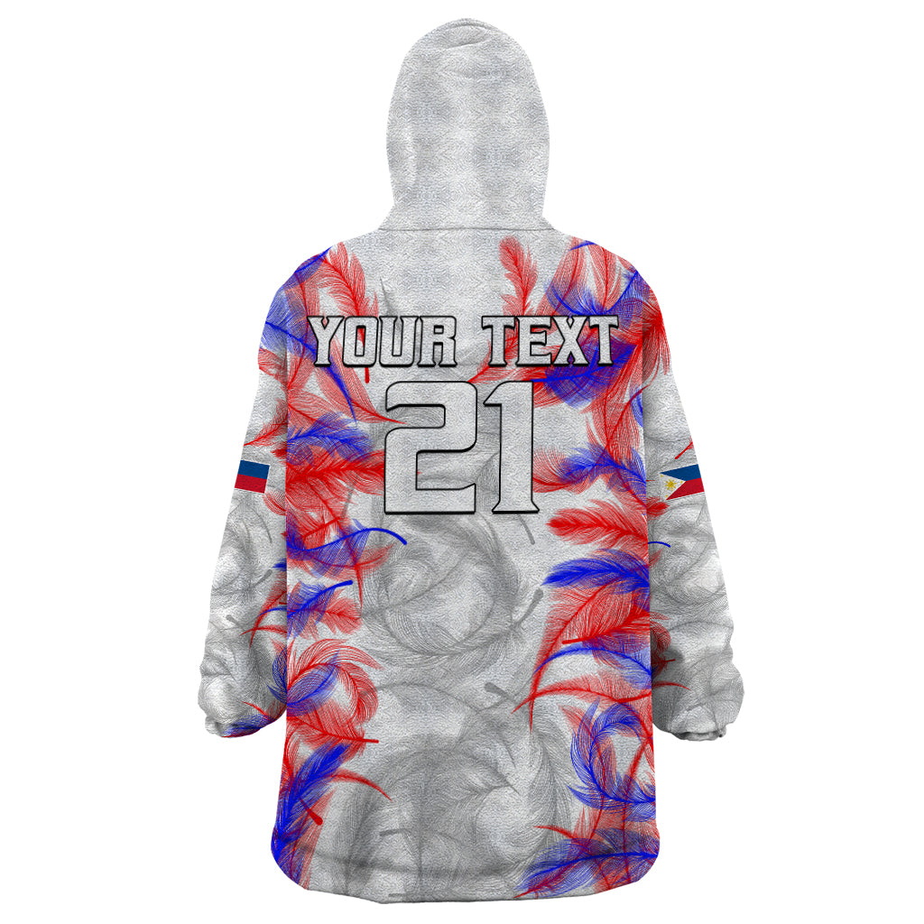 (Custom Text And Number) 2023 Philippines Anzkals Football Wearable Blanket Hoodie Pilipinas Be Unique - Wonder Print Shop