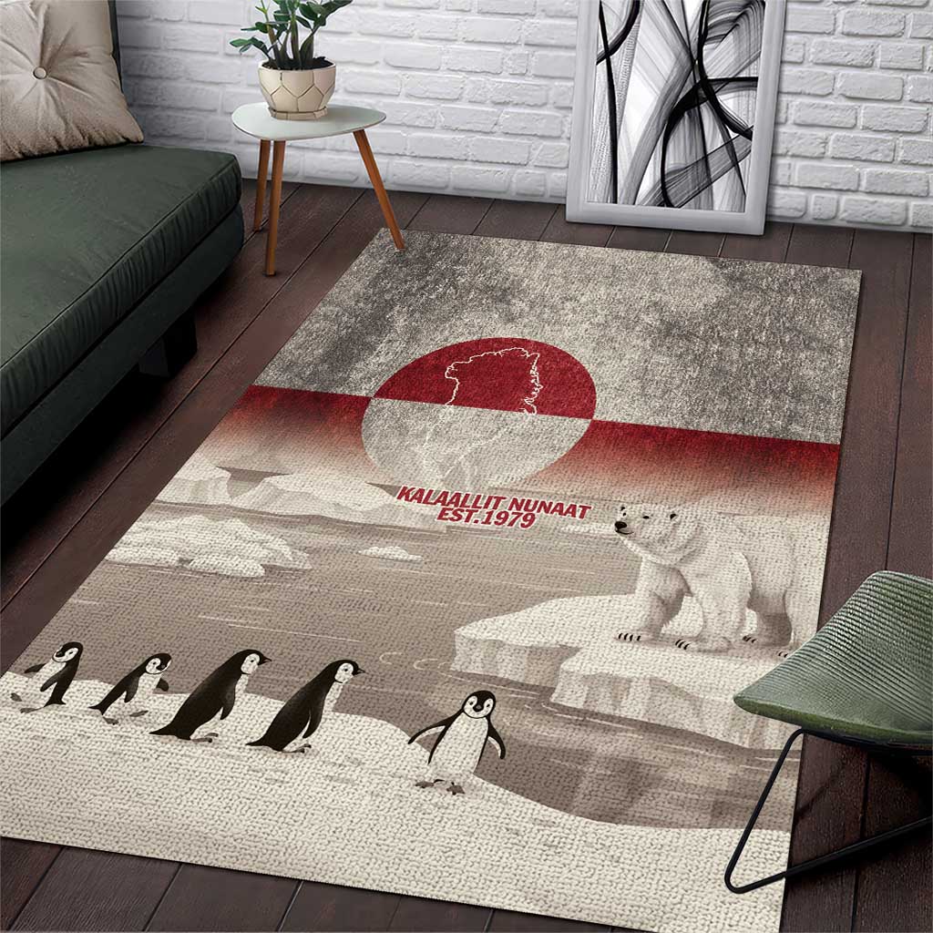 Greenland Flag Vintage Area Rug Greenlander Flag With Polar Bear