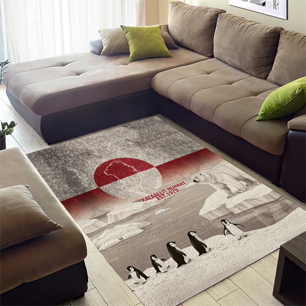 Greenland Flag Vintage Area Rug Greenlander Flag With Polar Bear