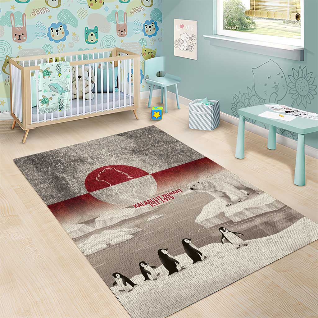 Greenland Flag Vintage Area Rug Greenlander Flag With Polar Bear