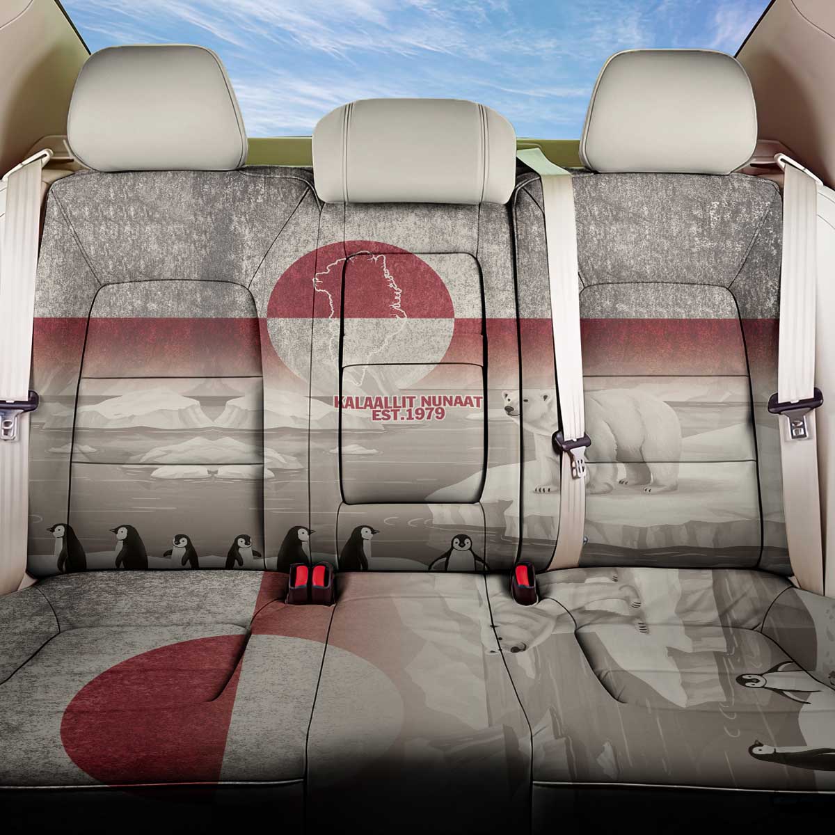 Greenland Flag Vintage Back Car Seat Cover Greenlander Flag With Polar Bear