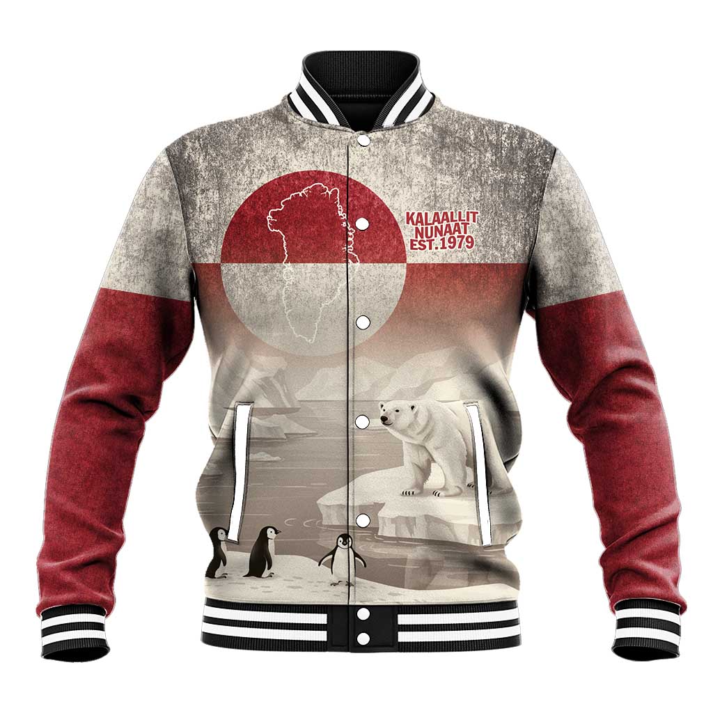 Greenland Flag Vintage Baseball Jacket Greenlander Flag With Polar Bear