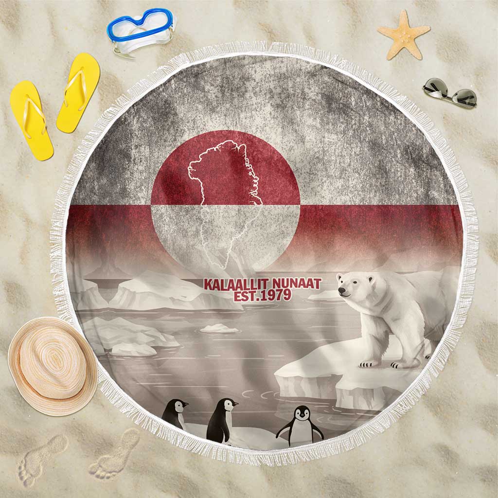 Greenland Flag Vintage Beach Blanket Greenlander Flag With Polar Bear