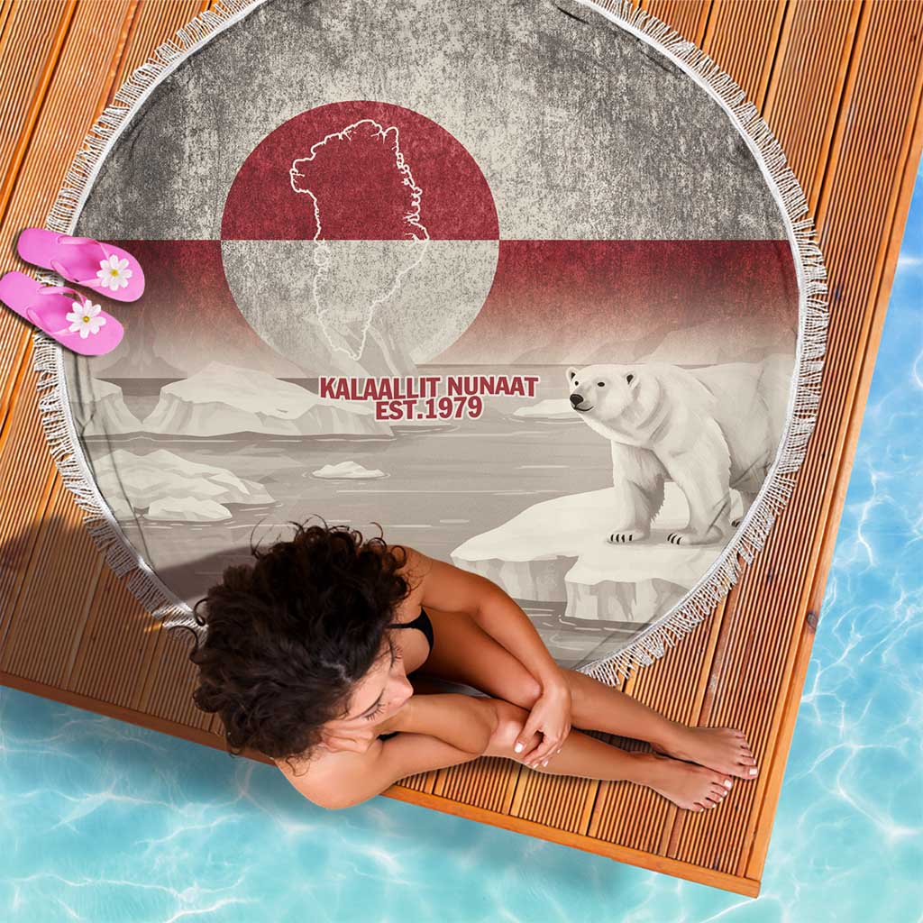 Greenland Flag Vintage Beach Blanket Greenlander Flag With Polar Bear