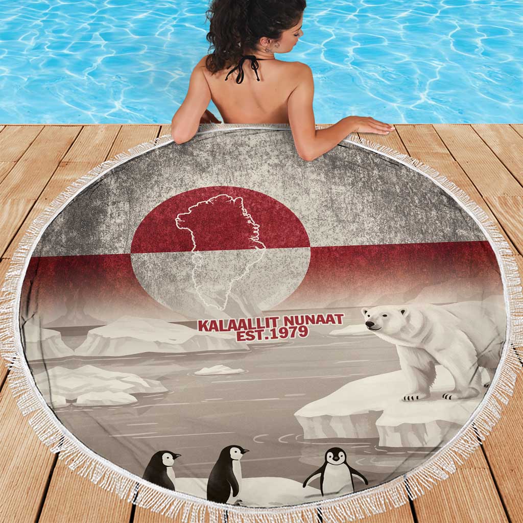 Greenland Flag Vintage Beach Blanket Greenlander Flag With Polar Bear