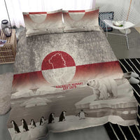 Greenland Flag Vintage Bedding Set Greenlander Flag With Polar Bear