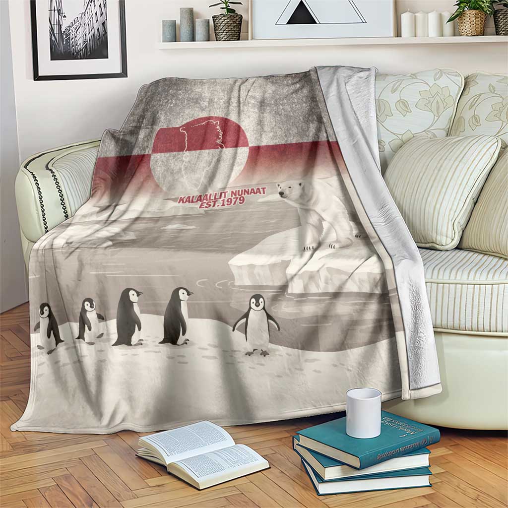 Greenland Flag Vintage Blanket Greenlander Flag With Polar Bear