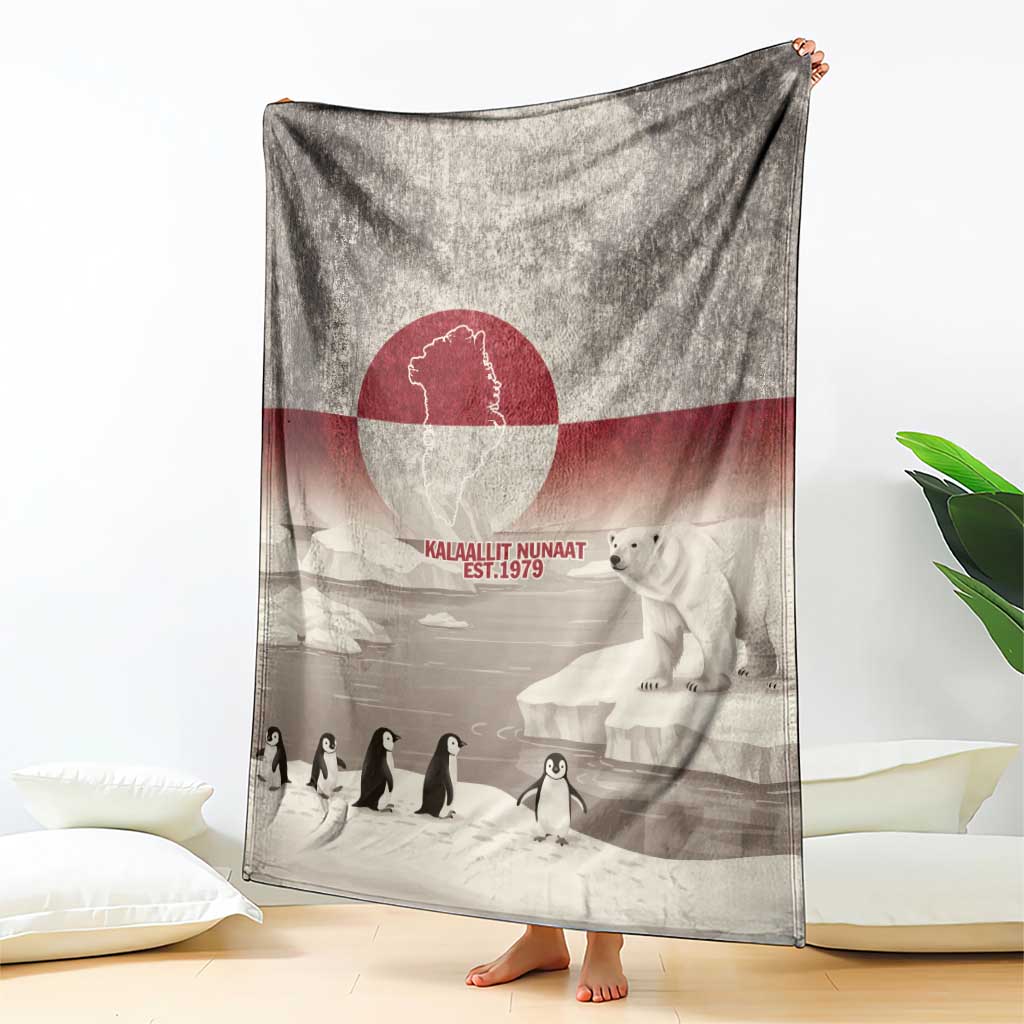 Greenland Flag Vintage Blanket Greenlander Flag With Polar Bear