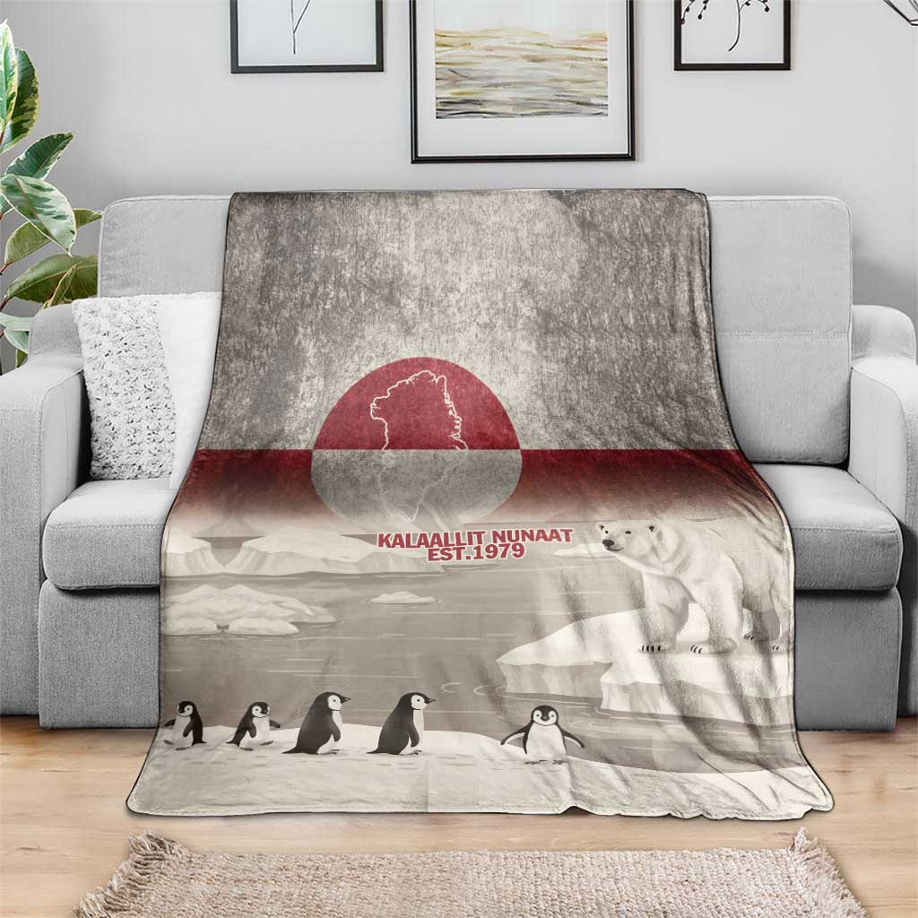 Greenland Flag Vintage Blanket Greenlander Flag With Polar Bear