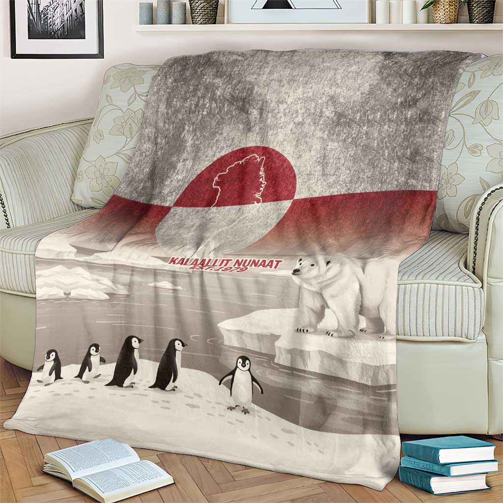 Greenland Flag Vintage Blanket Greenlander Flag With Polar Bear