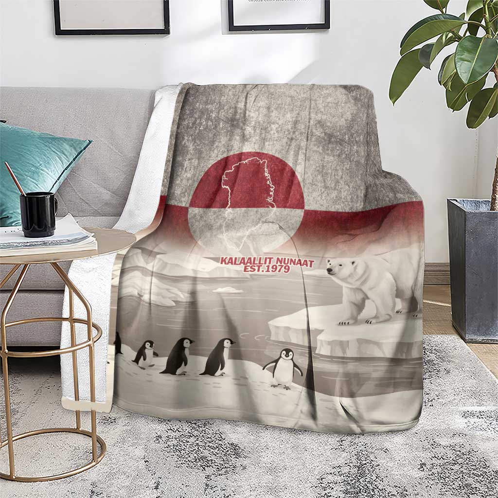 Greenland Flag Vintage Blanket Greenlander Flag With Polar Bear