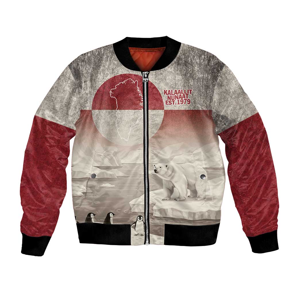 Greenland Flag Vintage Bomber Jacket Greenlander Flag With Polar Bear