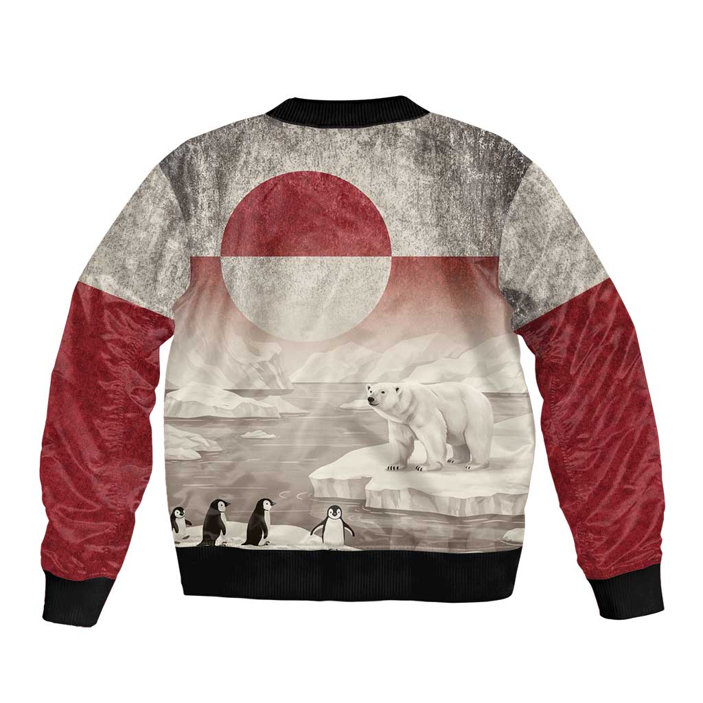 Greenland Flag Vintage Bomber Jacket Greenlander Flag With Polar Bear