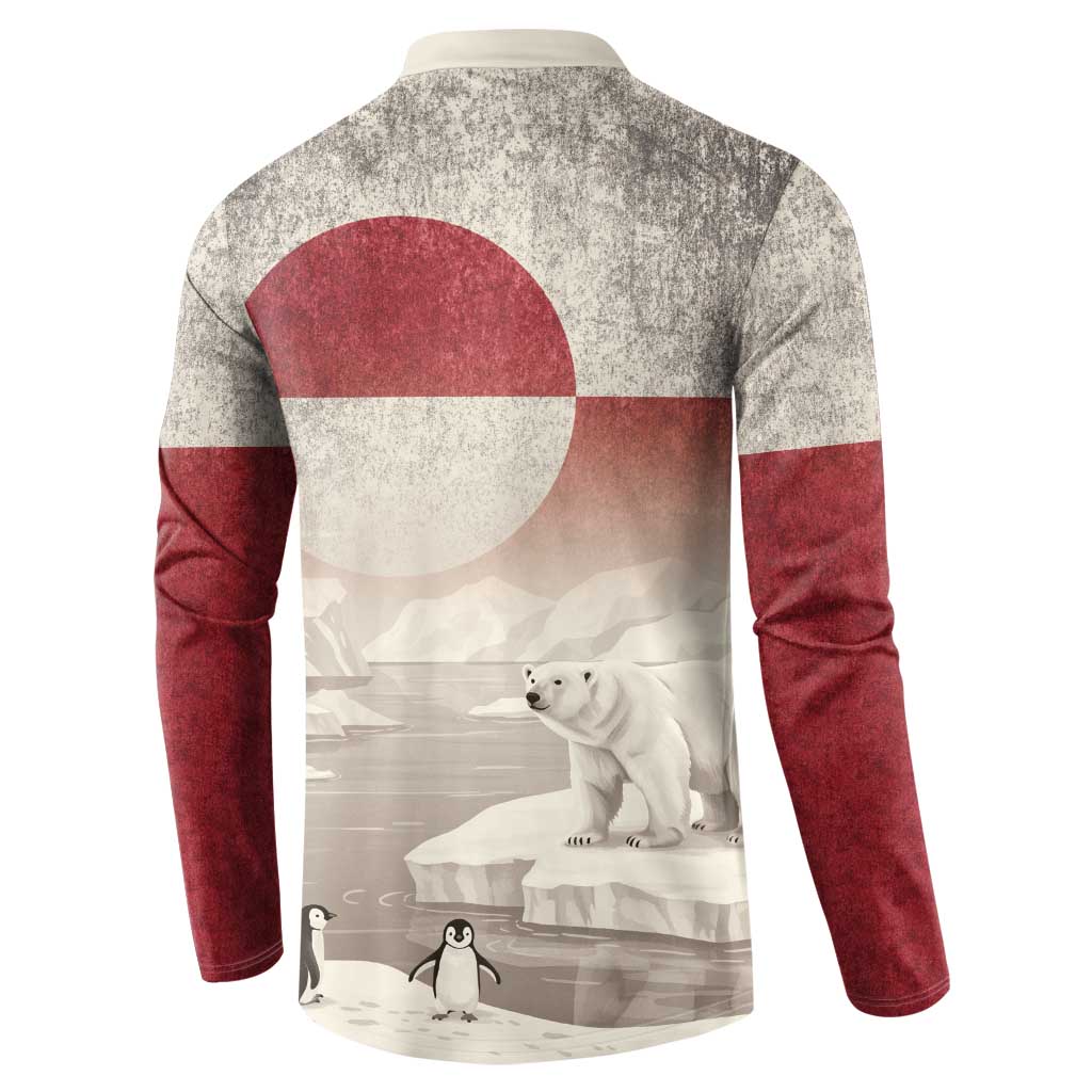 Greenland Flag Vintage Button Sweatshirt Greenlander Flag With Polar Bear