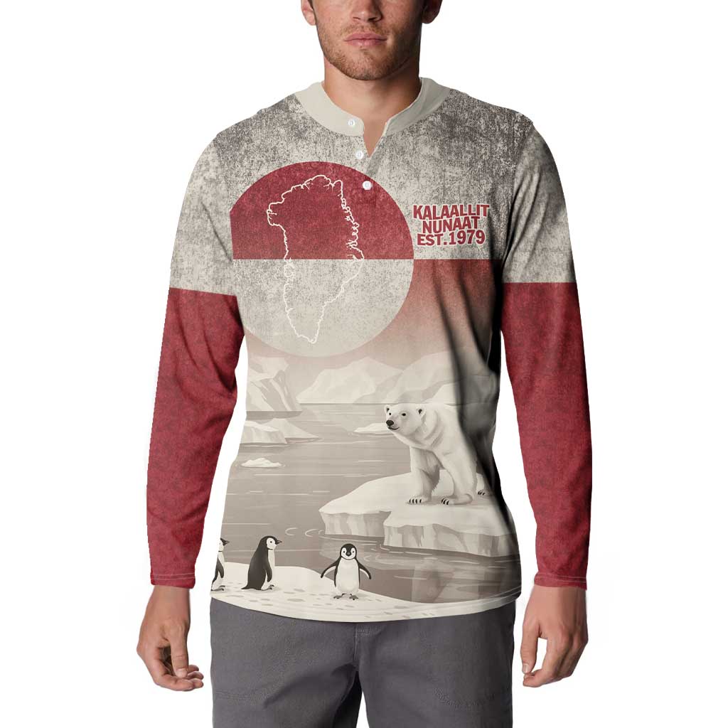 Greenland Flag Vintage Button Sweatshirt Greenlander Flag With Polar Bear